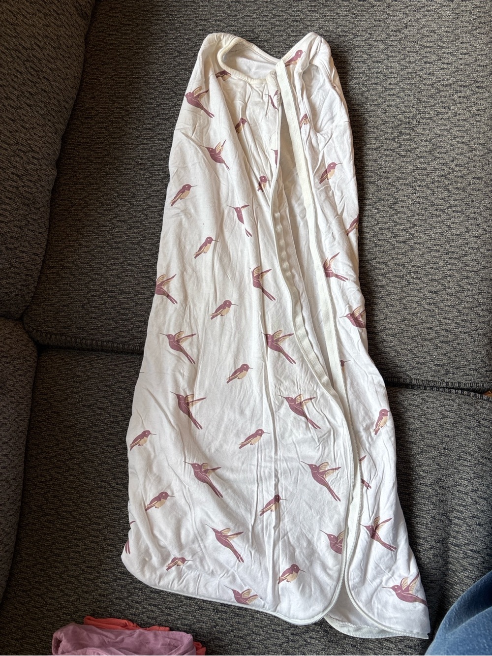 Kyte BABY White Sleep Sack with Pink Bird Print